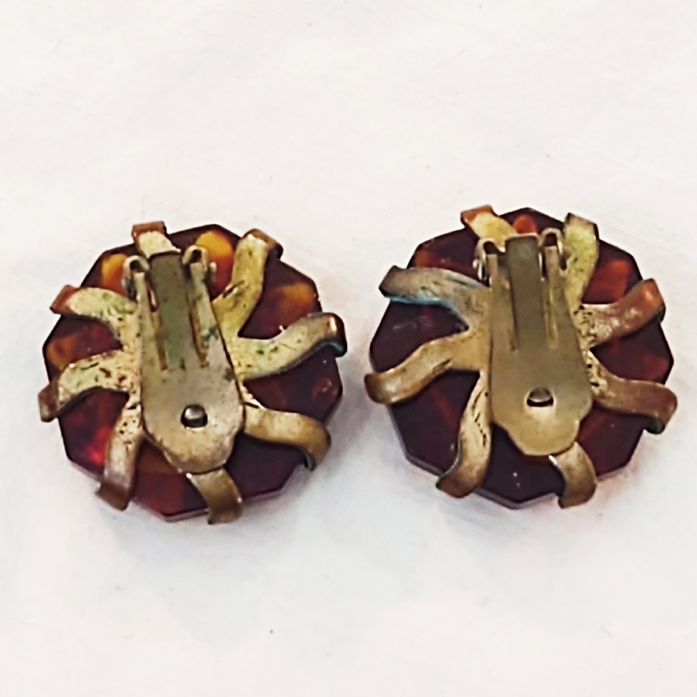 Vintage Root Beer Oversized Glass Earrings - Picture 3 of 6